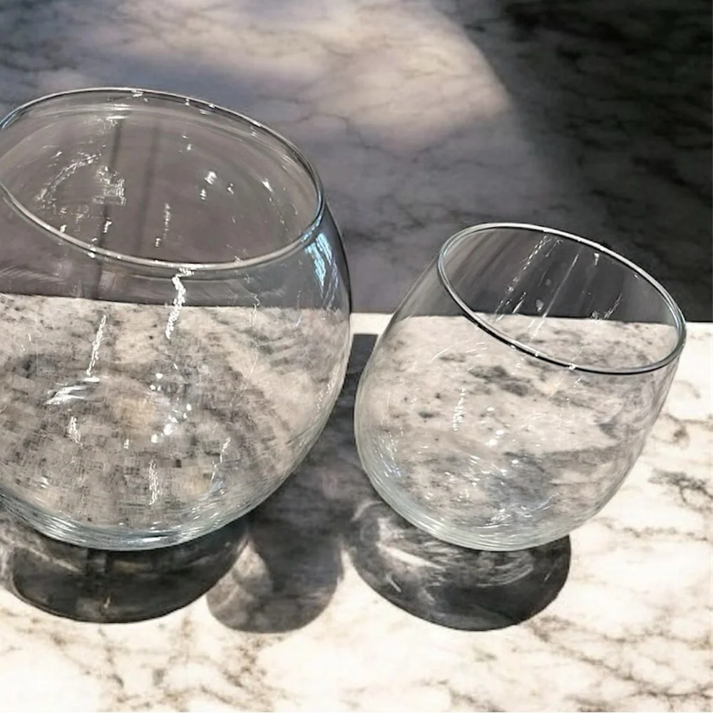 Fishbowl pitcher & glass set of 3 no cracks or chips